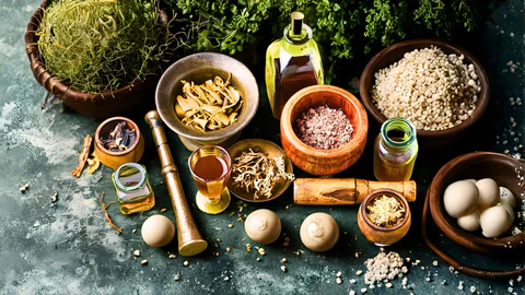 Traditional Ayurvedic herbs, spices, and healing ingredients